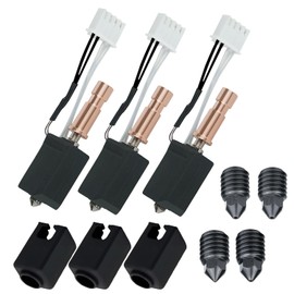 3 Pack 0.4mm Ceramic Hotend for Kobra S1/Combo/ACE Pro, Hardened Steel Print Head Extruder Kit Hot End, Extra 0.2/0.4/0.6/0.8mm Nozzles and Silicone Covers