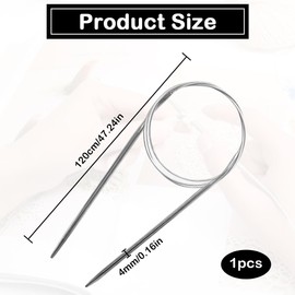 1 Pcs 4mm Circular Knitting Needles, Knitting Needles 4mm,120cm Shortknitting Cable Needles,Steel Circular Needles with Flexible Cable for Knitting Blanket Knitting Large Projects Gloves Scarves
