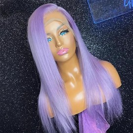 ORIGEN Purple Lace Front Wigs with Baby Hair for Black Women Human Hair Pre Plucked Straight Colored 13x4 Lace Frontal Glueless Wig 30 Inch 180% Density