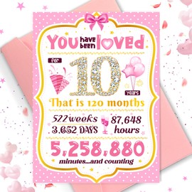 10th Birthday Card TSVATE 10 Year Old Girl Birthday Gifts, Sweet 10 Year Old Birthday Card, Birthday Gifts for 10 Year Old Girls Daughter Niece Granddaughter Sister, 10th Birthday Decorations for Girl