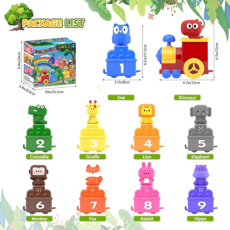 AMYKCNO Fun Number Train Set Montessori Toys 1-4 Years Early
