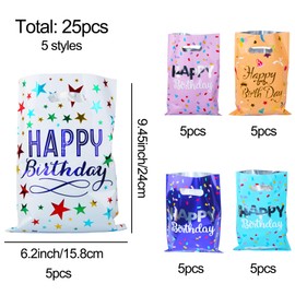 saizone 25pcs Happy Birthday goody bags for kids,Birthday party bags for kids goodies,Party favors bags for kids birthday,Birthday return gift bags,Happy Birthday Party Favor Bags,for Girls Boys
