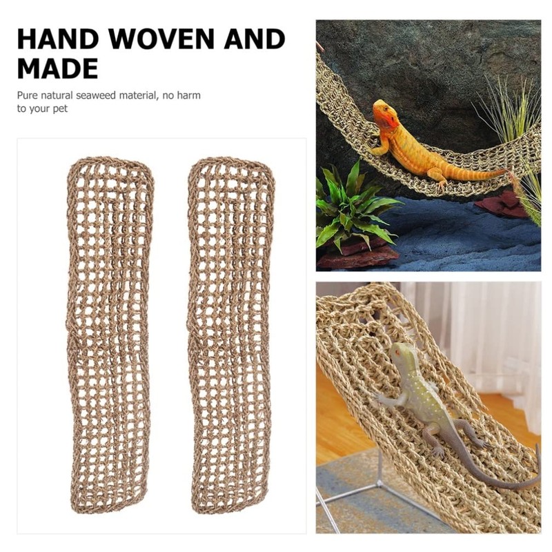 Mipcase 2Pcs Reptile Seagrass Hammock Lizard Hammock Hanging Ladder Lounger