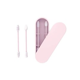 Portable and Reusable: Double-Tipped Silicone Swabs – for Cleanable Ear Care, Makeup, and Travel Essentials (Pink)