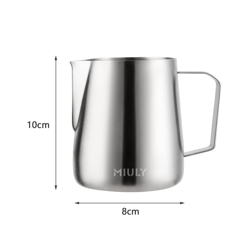 MaxMiuly Milk Frothing Pitcher,400ml Stainless Steel Milk Jug for Making