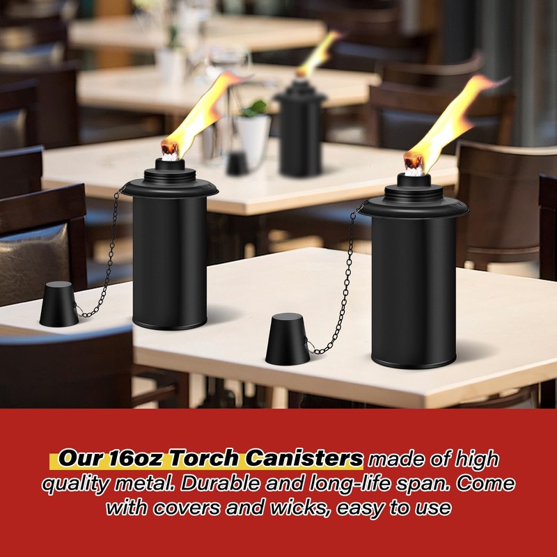ZSPENG 4 Pack Torch Replacement Canisters, 16oz Bamboo Lantern Refillable