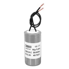 PATIKIL CBB60 16μF Driving Capacitor AC250V 2-Wire 50/60Hz Cylindrical Gray 68x35mm Underwater Pump Washing Machine Motor Start