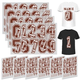 Zhanmai 10 Sheets 280 Pcs 1.65 Inch A-z Heat Transfer Letters 8 Inch 0 to 9 Iron on Numbers Iron on Letters and Numbers for Team Sport T Shirt DIY(Football)