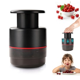 Cherry Pitter Tool 7-in-1 Stainless Steel Cherry Pitter with Splatter Guard, Easy Push Button Cherry Pitter Tool for Cherries Olives and Fruits, Food Grade Cherry Seed Remover