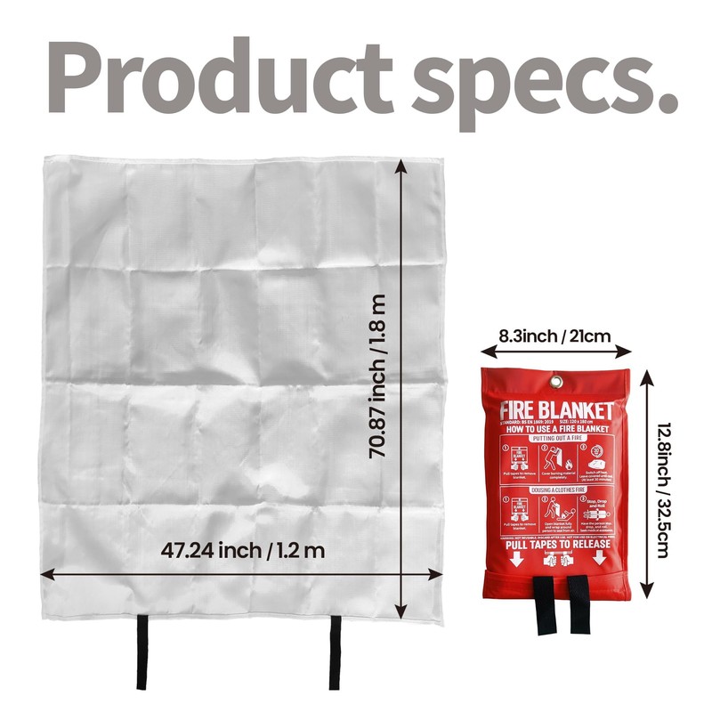 WUERLI Fire Blanket,47" x 71",Fiberglass Fire Blanket for Camping and