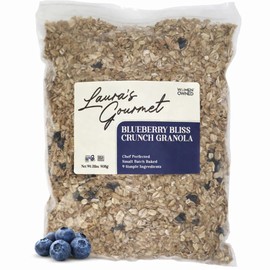 Laura's Gourmet Granola BlueBerry Bliss Crunch, 2 lb, Gluten-Free Oats, Vegan, Dairy & Soy Free Snack, Organic Agave, Chewy Blueberries, Citrus & Flax, Artisan, Breakfast Cereal, Non-GMO, Natural