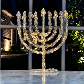 Rite Lite LED Twinkling Menorah Decoration | Hanukkah Gifts Jewish Holiday Party Favors Battery-Powered Lights Dance! Judaica Chanukah Festival of Lights 8.75" H