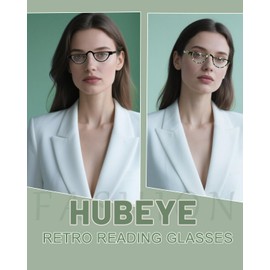 Hubeye 3 Pairs Plastic Retro Half Moon Frame Reading Glasses Lightweight Spring Hinge Women and Men Reader Black+Red+Green +1.75