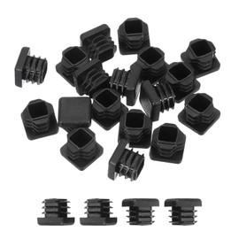 PATIKIL 3/4 Inch Plastic Tubing End Caps, 20 Pcs Square Hole Plug Insert for Round Iron Pipe Chair Leg Table Bookshelves Patio Furniture, Black