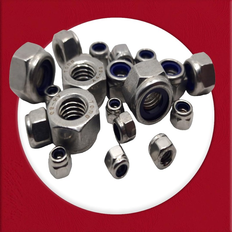 M5 Self-Locking Nuts Marine Grade Lock Style in A4 Stainless