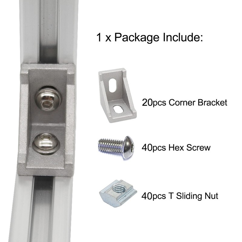 20Sets 10 Extrusion Brackets 1" x 1" 1010 Series Aluminum