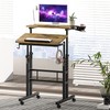 Klvied Rolling Mobile Desk with Cup Holder, Portable, Adjustable Height