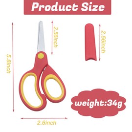 Left Kids Scissors, Lefty Safety Toddler Children Scissors with Blunt Tip Stainless Steel Blades and Soft Grip Great for DIY, Arts, Home, School Classroom Use Assorted Color 5.8Inch