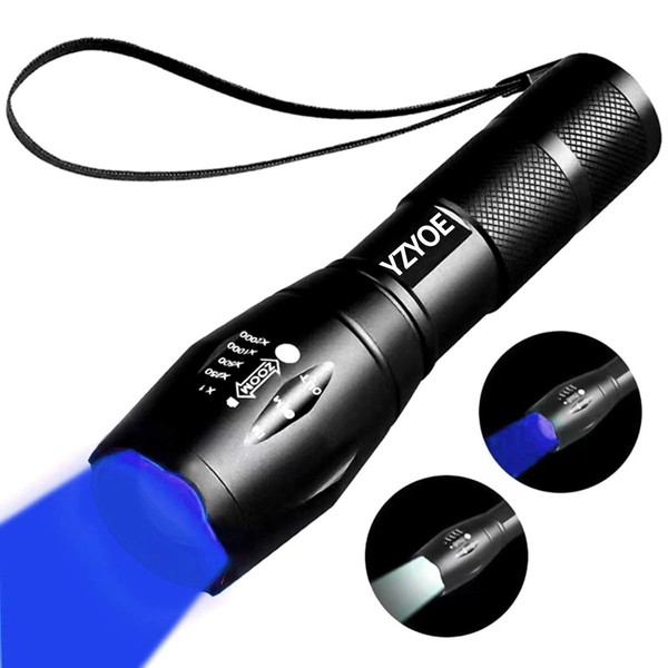 2 in 1 Flashlight with White Light and Blue Light,