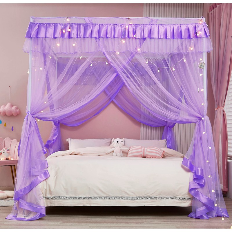 Mengersi Bed Canopy for Girls,Canopy Bed Curtains Canopy for Bed