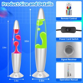 Besight Liquid Motion Lamps with Remote, 17 Colors Changing Night Light 13.5 Inch RGB LED Table Lamp Relaxing Lamp for Kids Adults, LED Night Lights Lamp for Home Decor Christmas,Party,Orange Wax