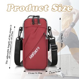 MultiValue Arm Bag for Women, Multifunctional Running Phone Armband Waterproof Arm Pouch 6.5 Inch Phone Sports Running Phone Pouch Arm with Zipper Earphone Bag for Men (Red)