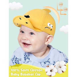 Becellen Baby Baseball Cap, 3-12 Months Peaked Cap Toddler Cap Soft Cotton Summer Hat with Cartoon Embroidery for Baby Boys Girls, yellow, Unit size