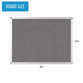 Mastervision Ayda Wall Mount Push Pin Bulletin Board, 18" x 24", Blue Felt, Aluminum Frame, for Home or Office