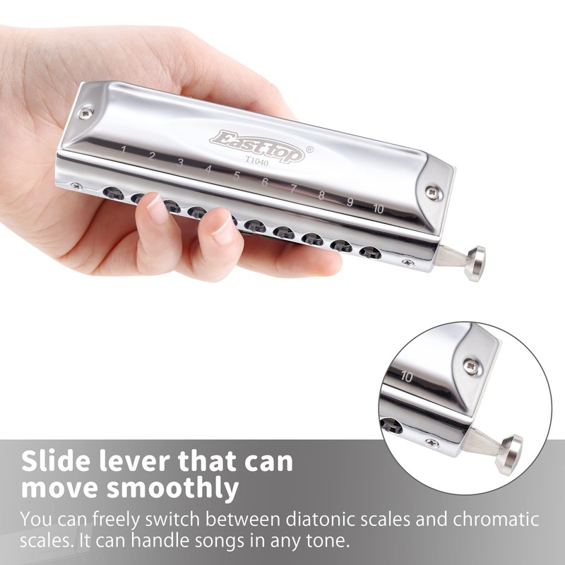 East top Chromatic Harmonica key of C, 10 Holes 40