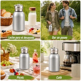 Mini Termos, 300 ml de Agua de Acero Inoxidable Aislada al Vacío, Botellas de Agua a Prueba de Fugas, Termo para Mantener Caliente y Fría para El...  