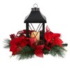 Nearly Natural 15in. Holiday Poinsettia, Pinecone and Greenery with Lantern