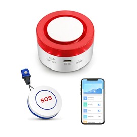 WiFi Caregiver Pager Call Button: Wireless Nurse Alert Call Bell, Personal Alarm Call Button with App Alerts, Emergency Alert Pager for Elderly Patients (1 SOS Button+1 Siren)