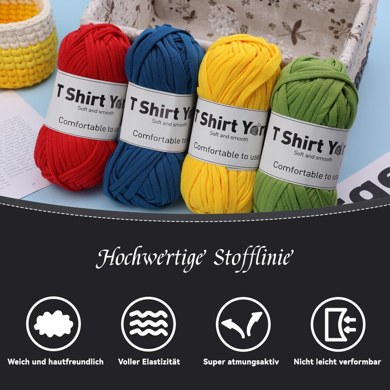 Doxiru 4er-Pack 100 g T-Shirt-Garn-Set, Garn zum Stricken, Stoff, Strickgarn,