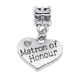 Wedding Message Pendant Charm for Charm Bracelets - 14 Options to Choose from Women's Girls Jewellery (Matron of Honour)