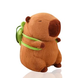 33 cm Capybara Plush Toy with Turtle Backpack, Capybara Cuddly Toy, Cute Simulation Animal Capybara Dolls, Stuffed Capybara for Birthday Gift, Colour: Brown B, Size: 33 cm)