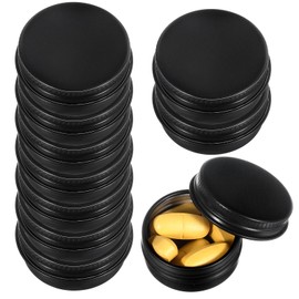 ElevateTech 10 Pack Aluminum Tin Jars Containers Metal Round Aluminum Tin Cans with Lids Travel Sized Leak Proof Refillable Cosmetic Sample Jar Salve Tins Lip Balm Cream Box, 10 mL/3 OZ, Black