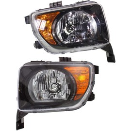 For 2007 2008 Honda Element Pair Headlights Driver and Passenger Side Assembly Unit EX/LX model HO2518114 HO2519114 Replaces 33151-SCV-A21 33101-SCV-A21