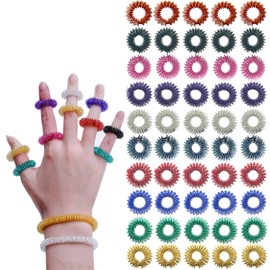 50 Pieces Finger Massage Ring Set, Massage Ring, Acupressure Rings, Finger Massage, Finger Rings, Anti Stress Acupressure Rings for Children, Adults, High Working Pressure (10 Colours)