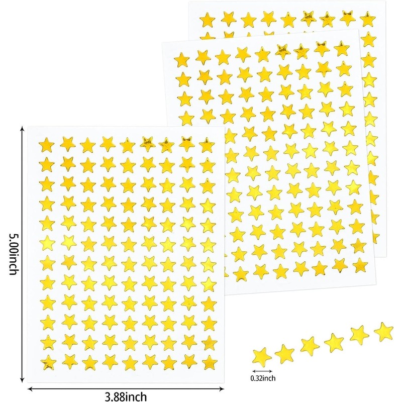 4320 Pack 40 Sheets Tiny Gold Star Stickers, 0.3" Diameter