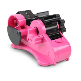KOBSAINF Tape Cutter, Tape Cutter Stand, Pen Holder, Easy to Change Cellophane Tape, Multi-Roll Cutting Insulation Tape Cutting Dispenser, Suitable for 25mm and 75mm Tape Sizes (Pink, Length 21cm x
