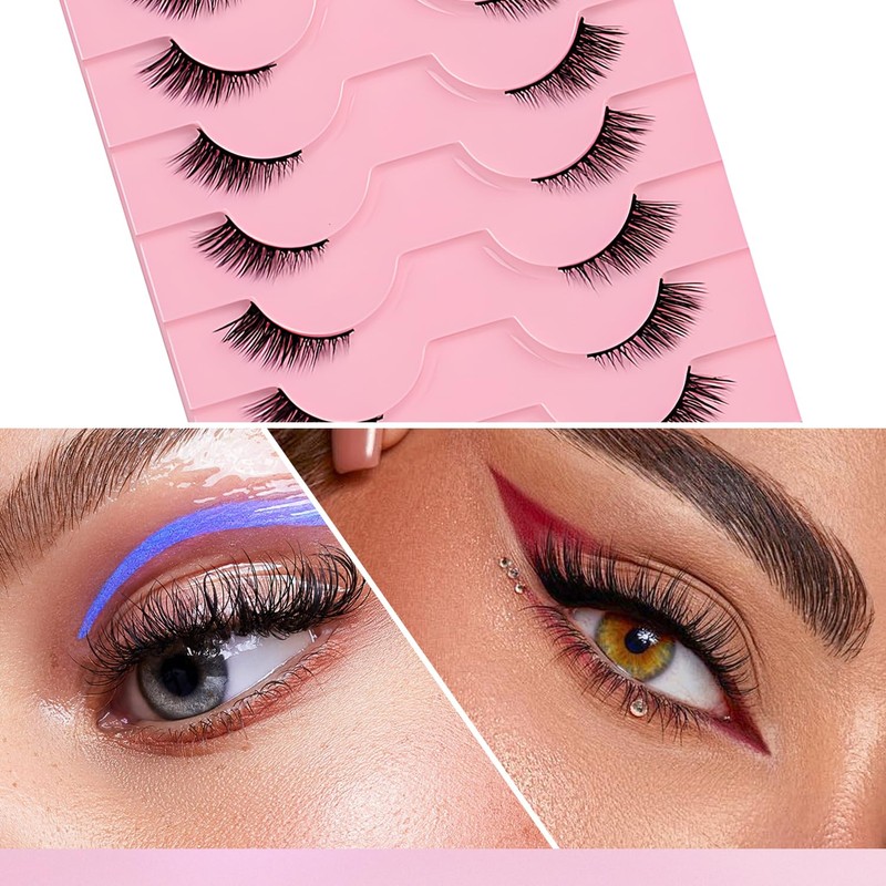 WALWAL False Eyelashes - Natural Curly 3D Volume Fake Mink