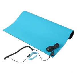 MWRF ESD Mat ESD Mat Kit with Wrist Strap and Grounding Cord (18 Inches x 30 Inches x 0.12 Inch, Blue) - MWRF Source
