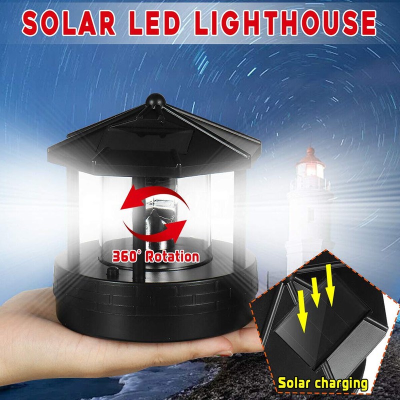 KOET Solar Lighthouse, LED Beacon Rotating Garden Lights, Outdoor Smoke