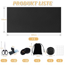 Scettar Blackout Fabric Sets, 300 x 145 cm Blackout Roller Blind, No Drilling, Portable Roof Window Blackout Fabric, Window Blackout Sun Protection Curtains with Thermal Insulation Layer