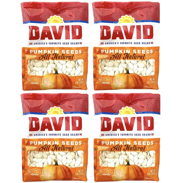 David Seeds, Pumpkin Seeds, 5-Ounce Bags (Pack of 4)