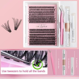Lash Extension Kit DIY - 280Pcs Lash Clusters, 60D&80D, 9-15mm Individual Lashes with Lash Bond, Seal, and Tweezers, Perfect for Self Use (60D&80D, 9-15mm, 280Pcs Lash Kit)