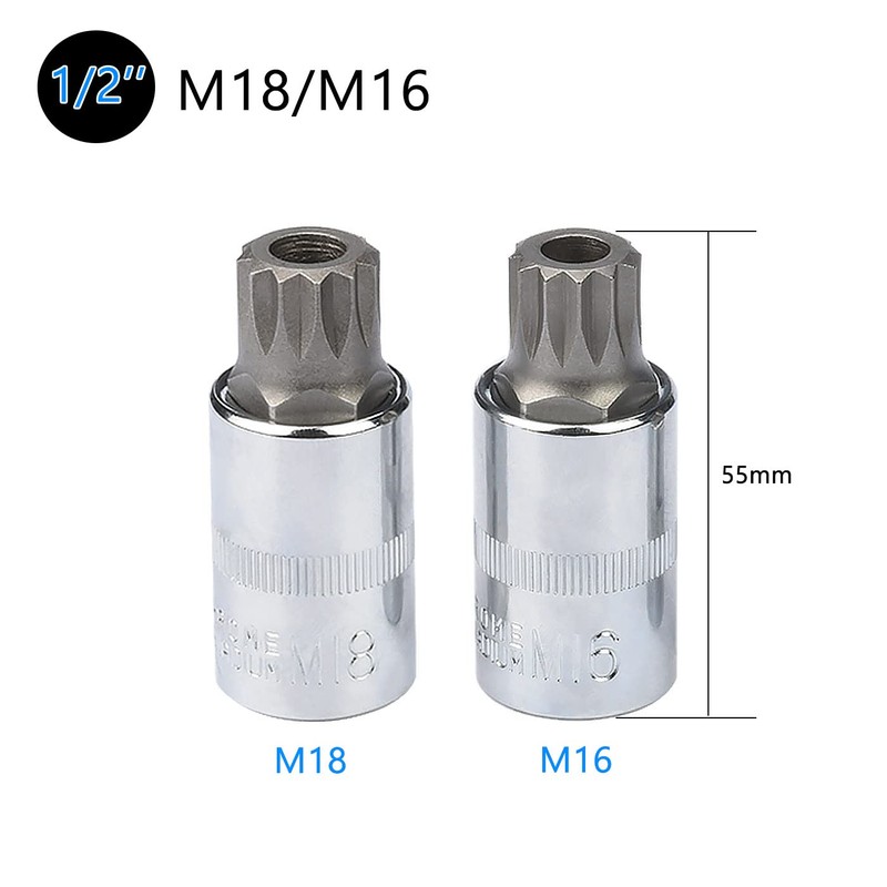 sukudon 10pcs Spline Set, M4 - M18 Spline Bit Socket