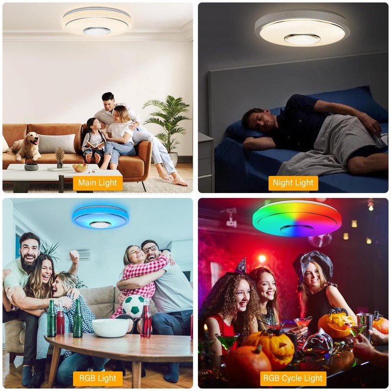 OGVDOE LED Ceiling Light Dimmable 48 W LED RGB Ceiling