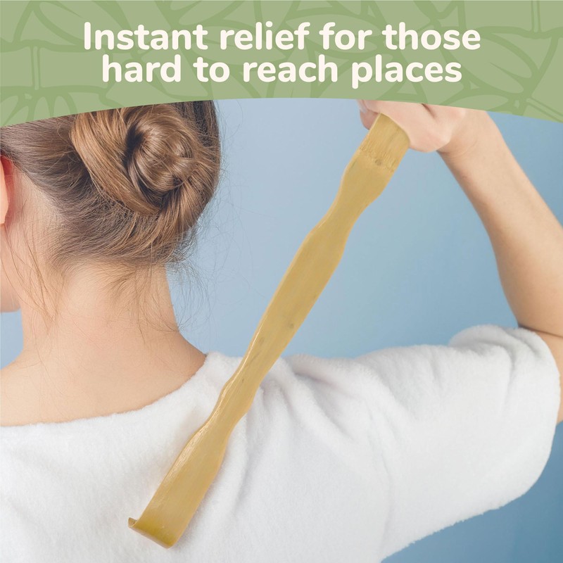 Bamboo Back Scratcher 3X Smooth Roller & Tape Measure -