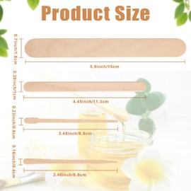 500 Pcs Assorted Waxing Sticks,4 Shapes and Sizes of Wooden Applicator Sticks for Body Legs Face Hair Removal or DIY Craft Projects